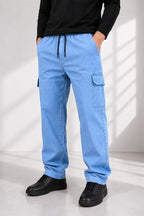 Women's Light Blue Denim Cargo Jeans
