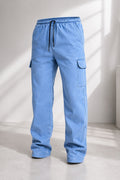 Women's Light Blue Denim Cargo Jeans