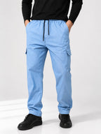 Women's Light Blue Denim Cargo Jeans
